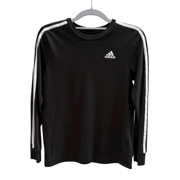 Adidas Black Long-Sleeve Crew with White Signature Stripes - Picture 2 of 2